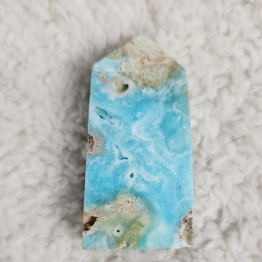 Hemimorphite Blue and Tan Stone Crystal Tower